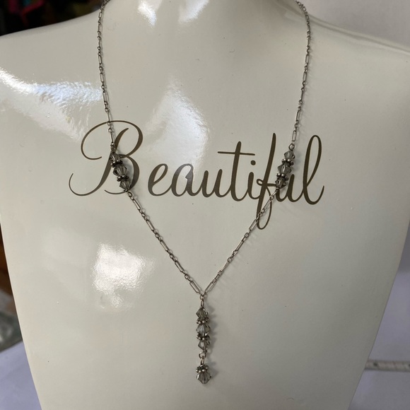 Dainty Crystal bead Sterling silver 925 necklace - Picture 4 of 10